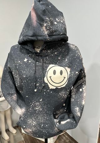 Smiley Face Bleached Hoodie